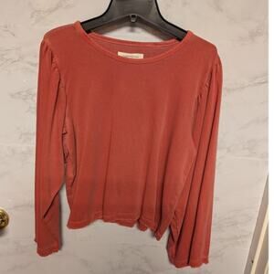 Treasure Bond Size XL (14-16) youth girls cotton long sleeve top Red weathered